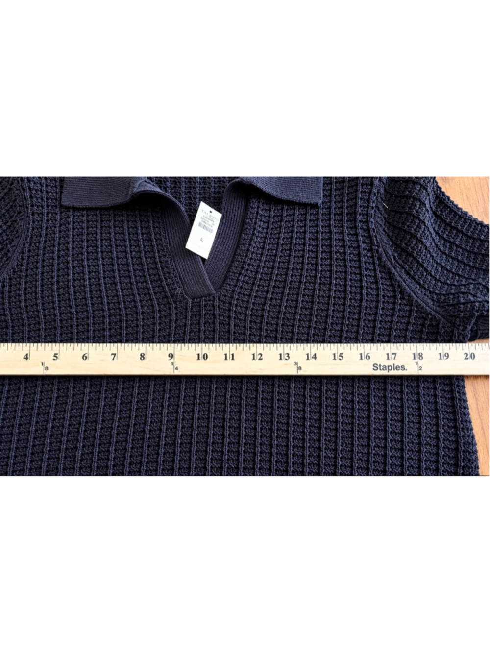 Talbots Navy Pointelle Stitch Polo Sweater L NWT - Picture 9 of 12
